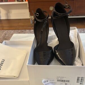 Salvatore Ferragamo Brown Croc-Patterned Heels Vidya